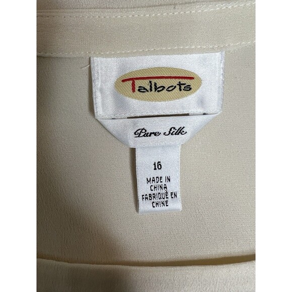 Talbots 100% Pure Silk Vintage Cream Light Academia Boxy Fit Blouse Size 16 - Picture 8 of 11